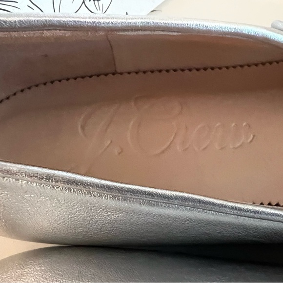 J. Crew Silver Square Toe Anya Mary Jane Ballet Flat Leather - Picture 6 of 11